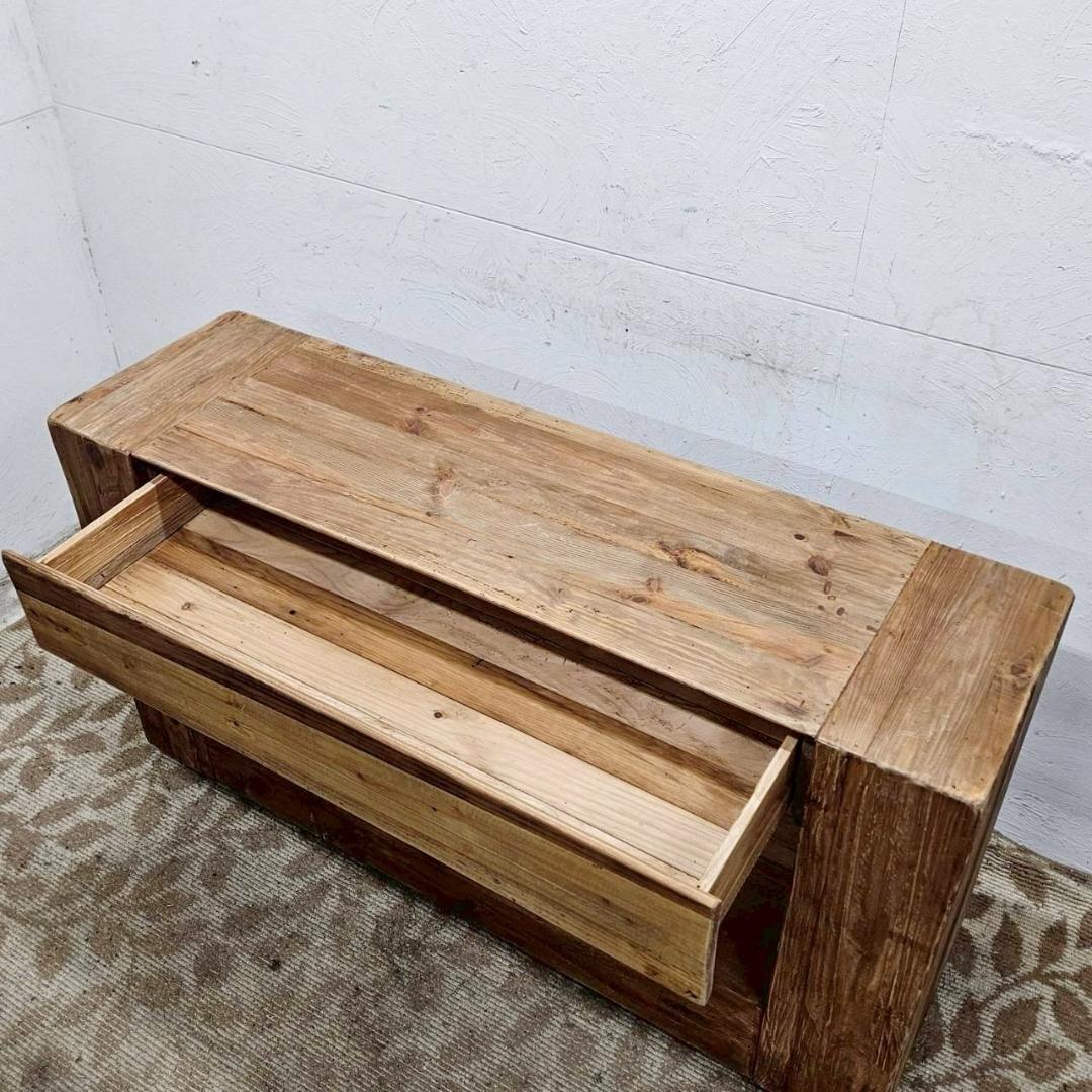 天然木 コンソール 140cm幅 WE-883 パイン古材 ラック アンティーク