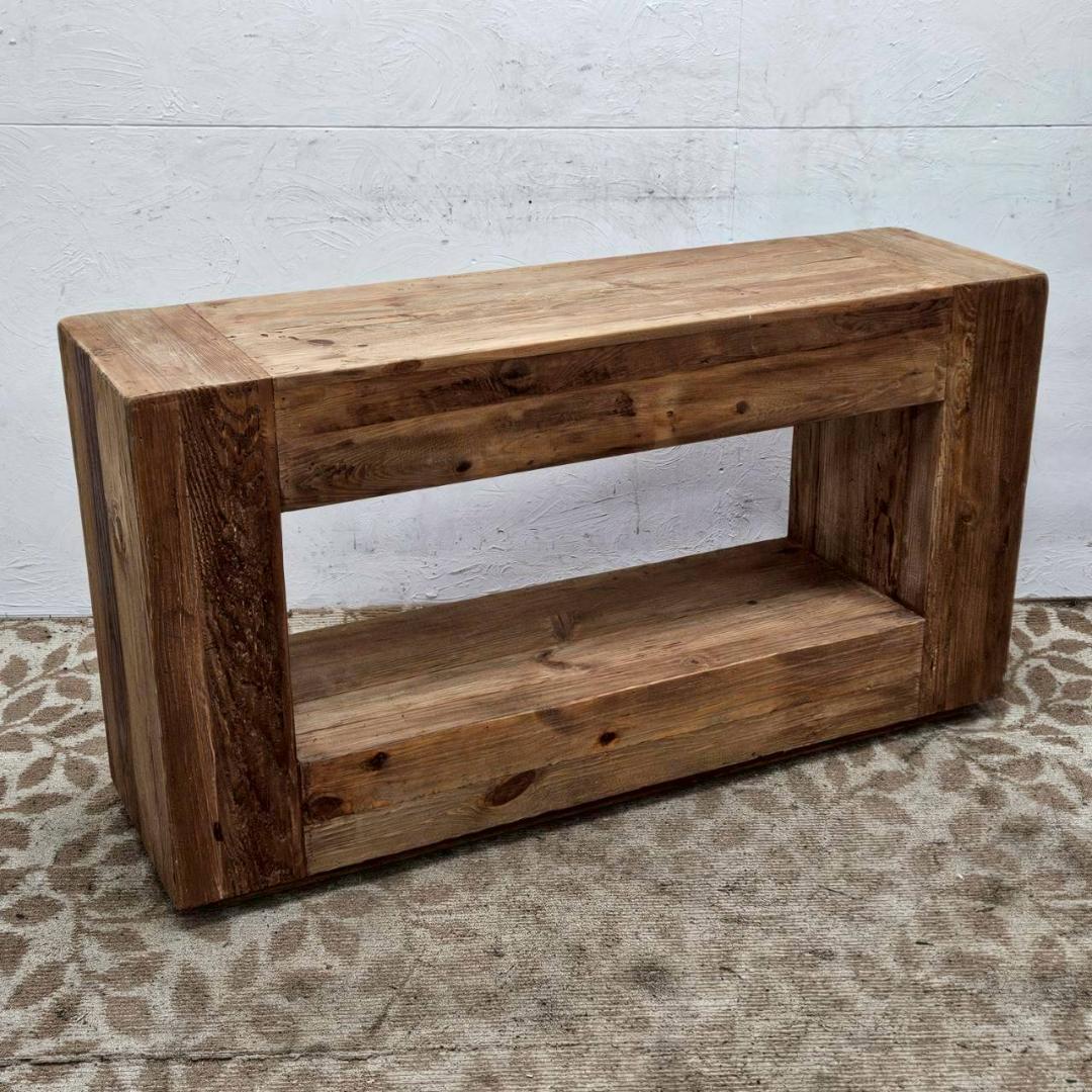 天然木 コンソール 140cm幅 WE-883 パイン古材 ラック アンティーク