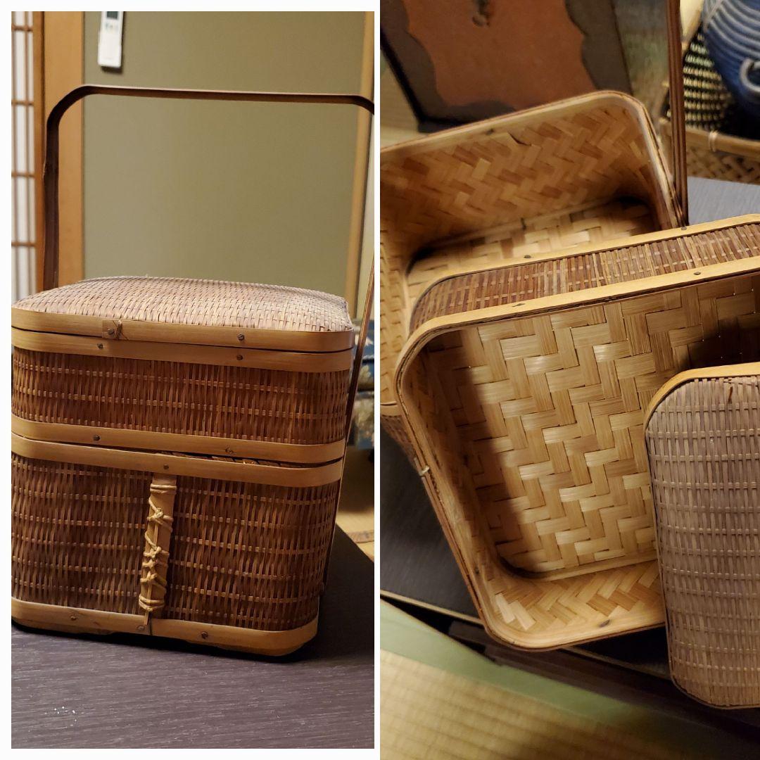 茶道具入れ、木製バスケット