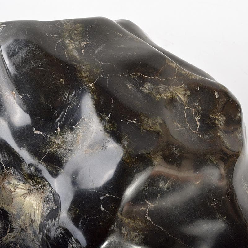 天然石　鑑賞石　梅花石　置物　重さ約24.8kg　唐木台付　M　R6821B