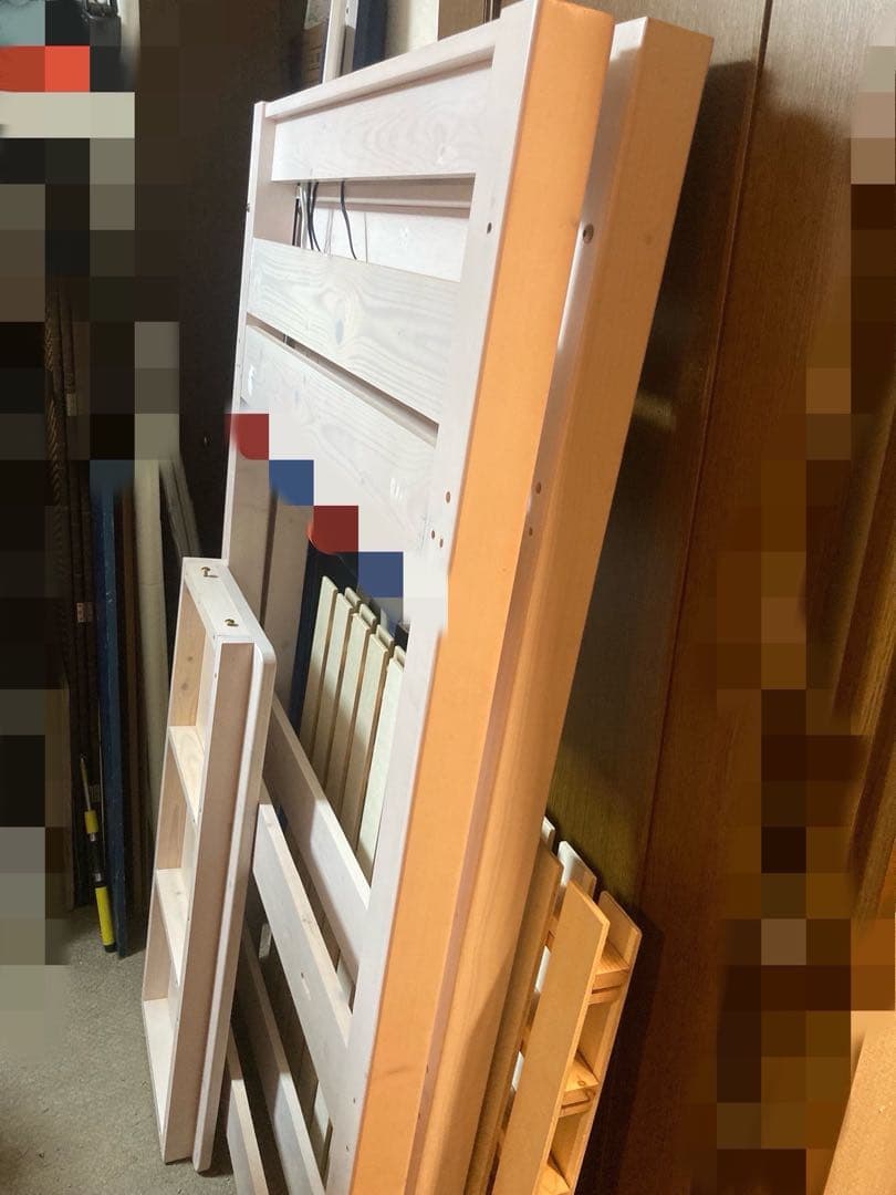 （2/27金〜3/1日にお届けできます）白天然木階段ロフトベッド