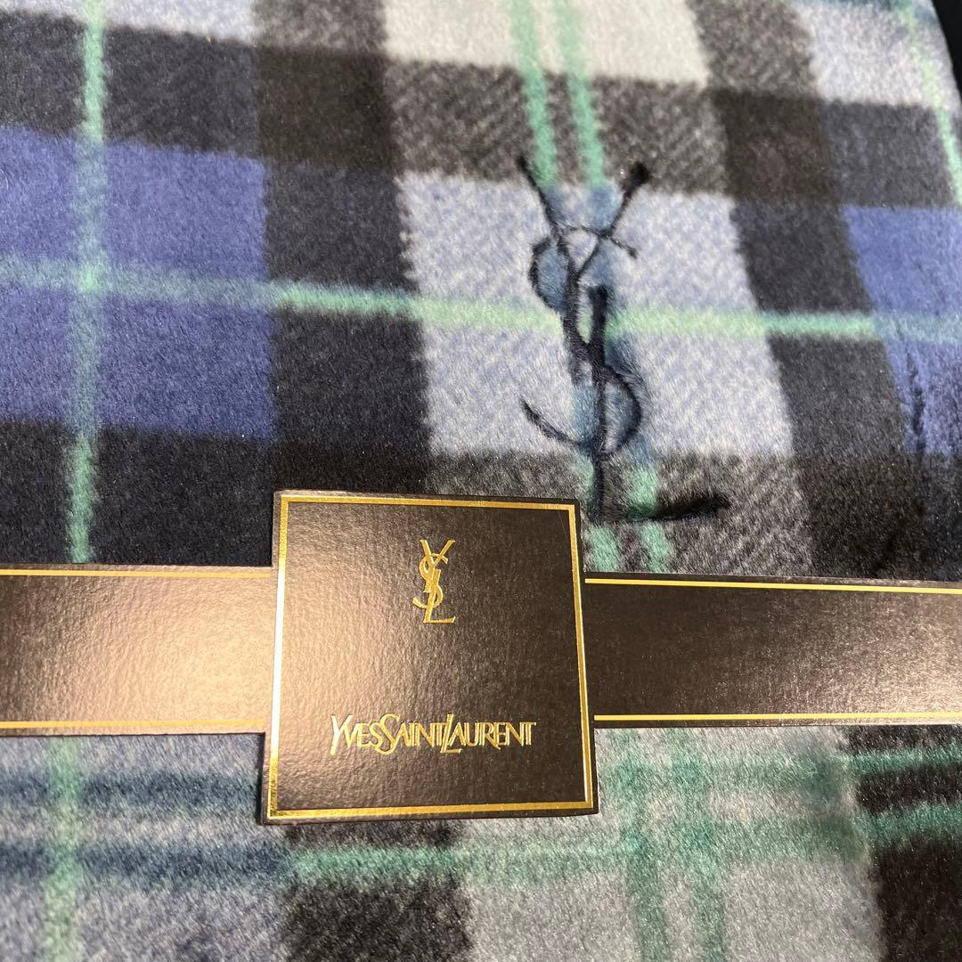 【未使用】 イブサンローラン YVES SAINT LAURENT 毛布 青