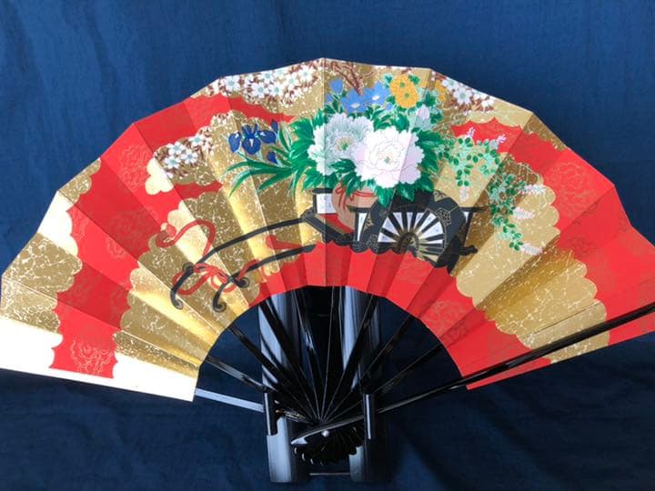 新品　京都　宮脇賣扇庵　飾扇　桜　花車　28.5cm 箱入り