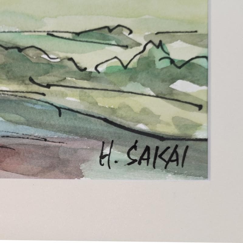 ☆ 境　肇 ☆「北大農学部　農場」水彩画　大衣　新品額！