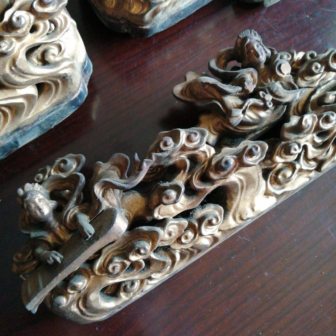 木製仏具　金色天女装飾　20cm　江戸後期～昭和初期