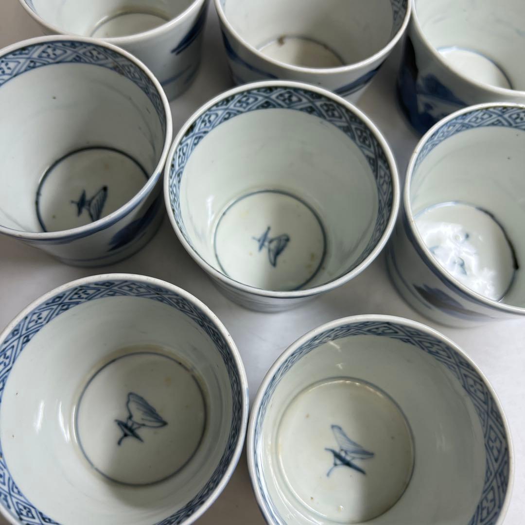 古伊万里染付そば猪口10客　口径約8㎝　東Y8-0122②タトチ