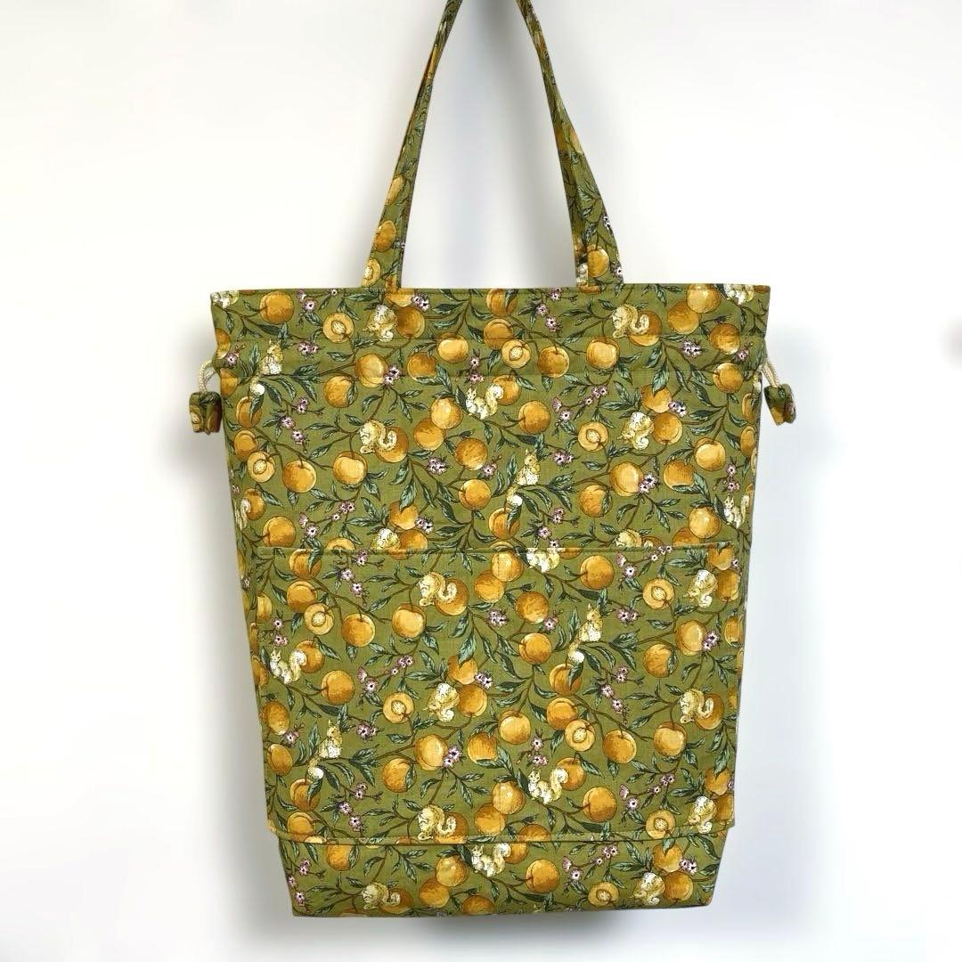 小倉文江　大きい巾着トートバッグ　ハンドメイド