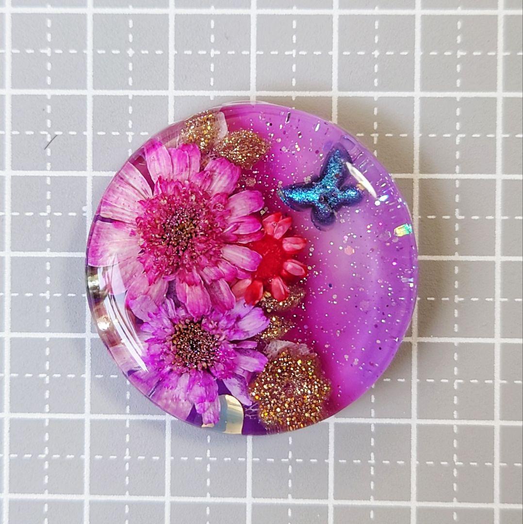 レジン　猫　ドライフラワー　ヘアゴム　ブローチ　ポニーフック　No.491