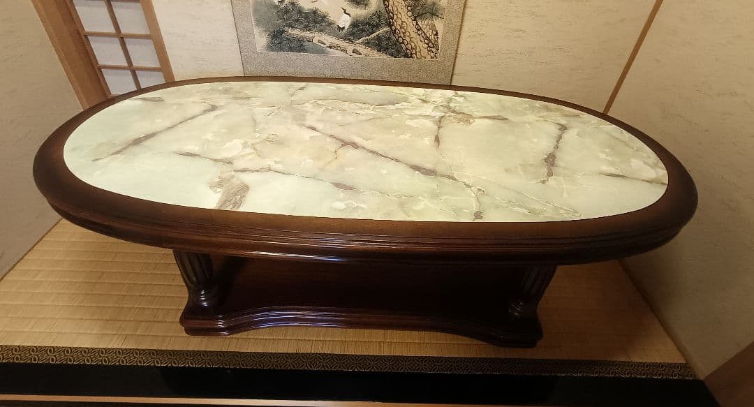 カリモク 大理石調 センターテーブル ローテーブル　応接テーブル　昭和レトロ