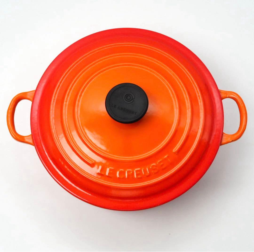 【美品】LE CREUSET　ココット ロンド オレンジ　20cm
