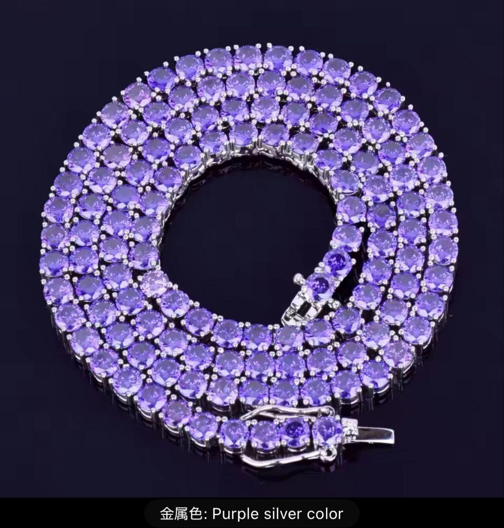 ラベンダーカラーが上品 テニスチェーンネックレス メンズ レディース　ゴールド