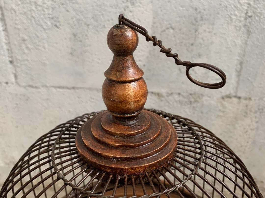 フランス アンティーク バードケージ 鳥かご 木製 アイアンワイヤー