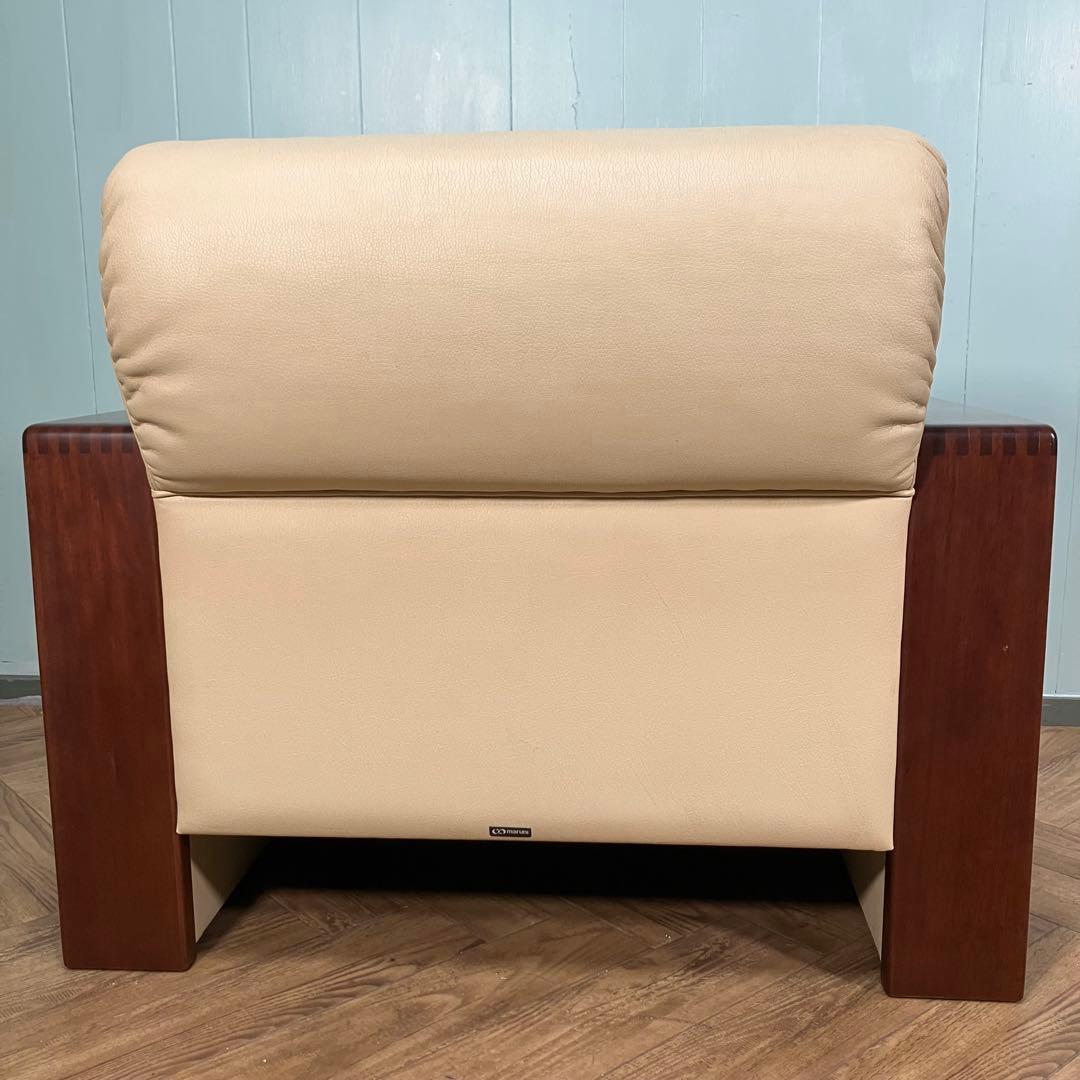 ♦︎maruni ♦︎マルニ 1人掛け　昭和レトロ ソファー 革　木目調　Ａ