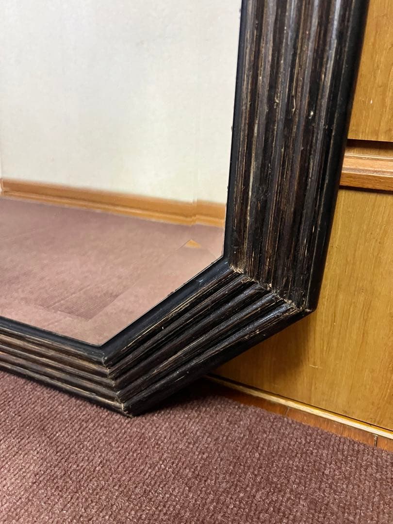 【akn】アンティーク　レトロ　姿見　壁掛け鏡　八角形