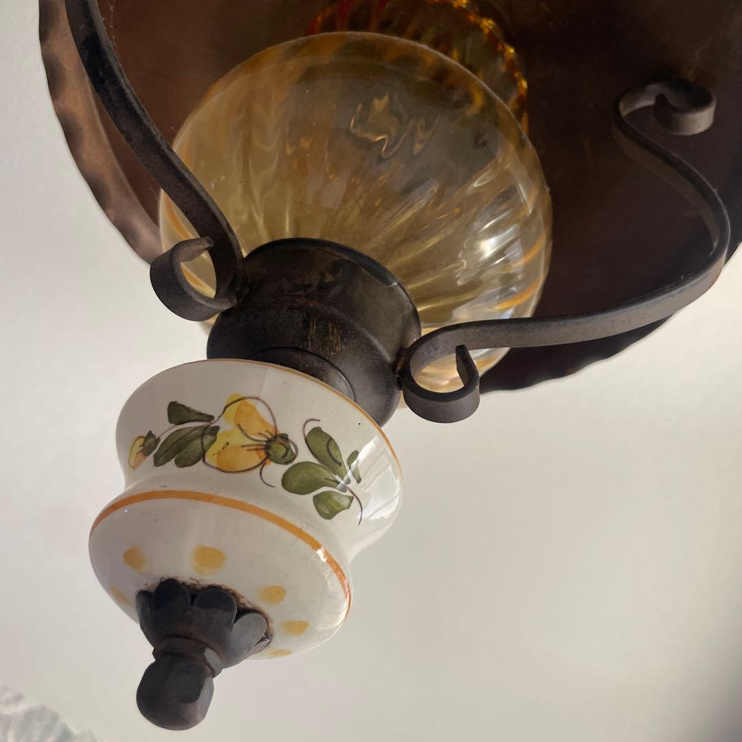 ヨーロッパ　クラシック ペンダントランプ　アイアン　ガラス 陶器　ランタン型