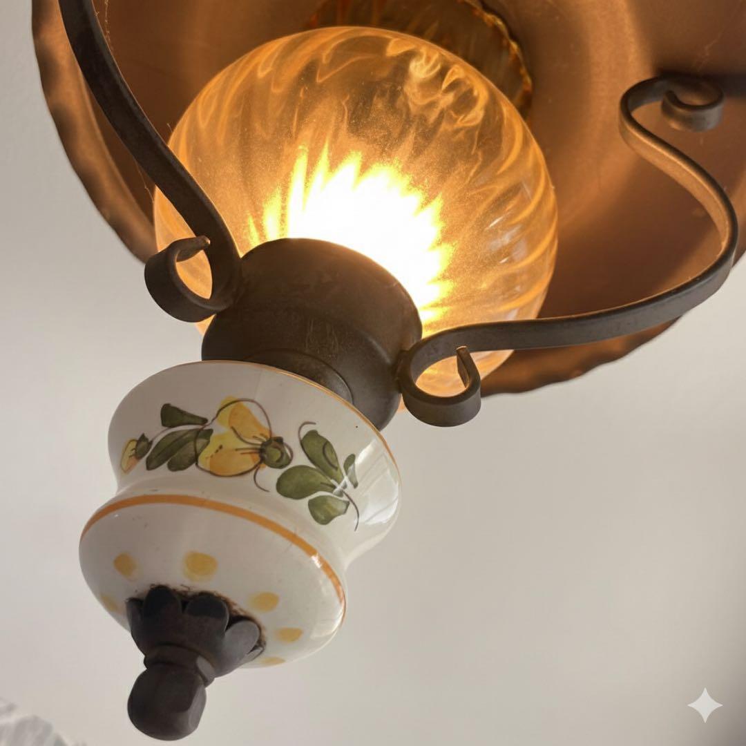 ヨーロッパ　クラシック ペンダントランプ　アイアン　ガラス 陶器　ランタン型