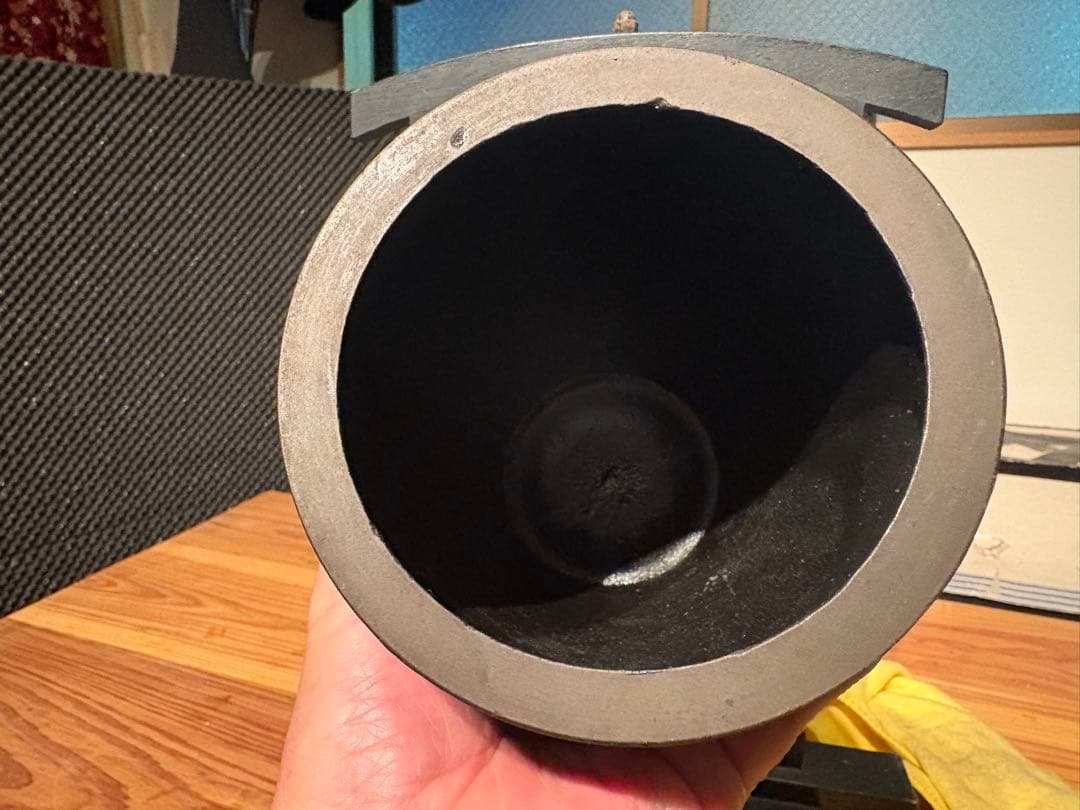 【最終値下げ】 鋳鉄製 半鐘写し 置き撞鐘（木製鐘架・撞木付）