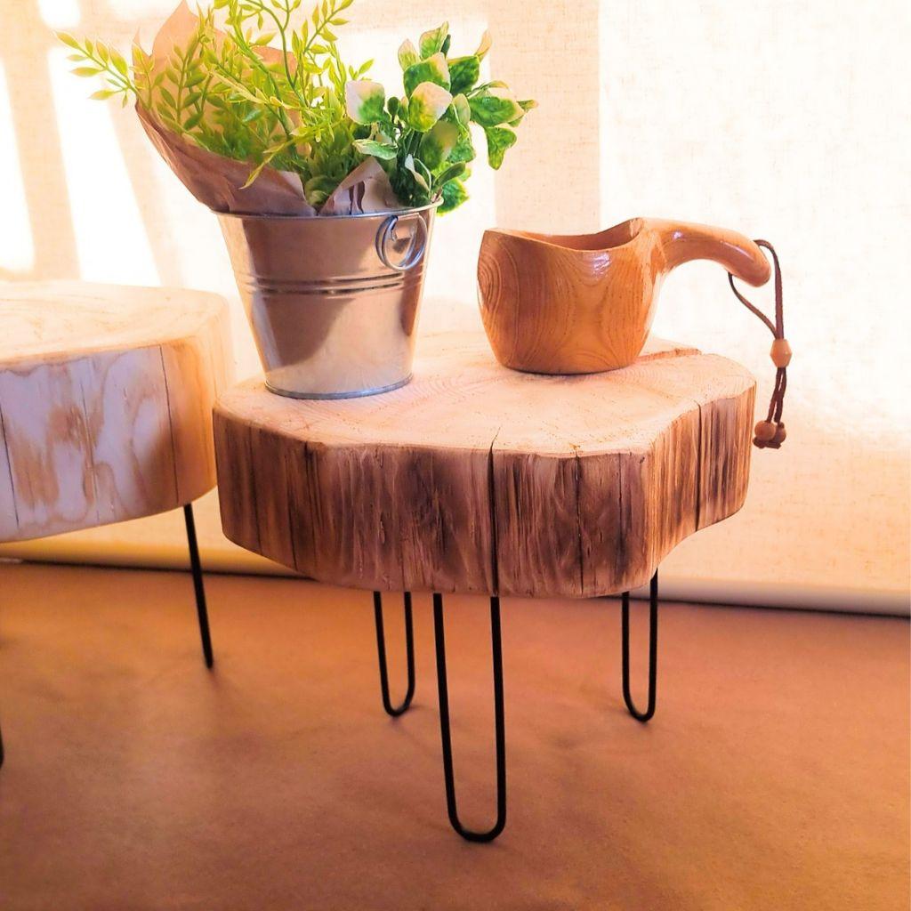 ひのき 炙り アイアンレッグテーブル オーガニック