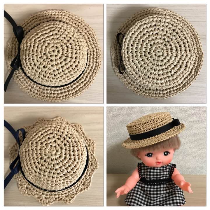 【オーダー停止中】ハンドメイド  メルちゃん カンカン帽 麦わら帽子