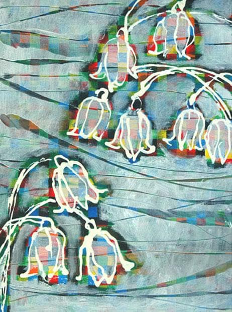 油絵 菅家令子 絵 絵画 インテリア 額付(黒) F4-090116 花すずらん