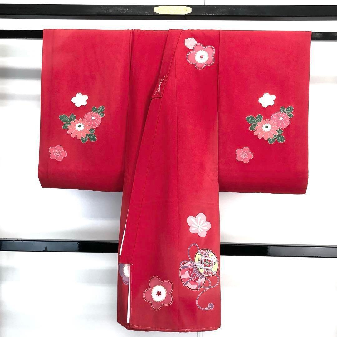 子供着物 襦袢付 女の子 一つ身 お宮参り 手毬柄 三歳 七五三 X-1007