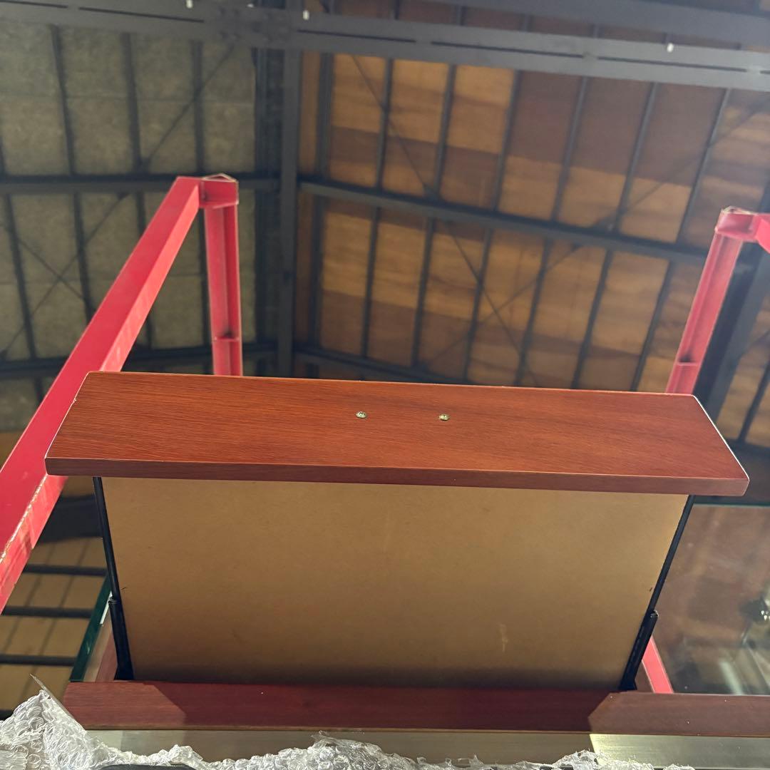 収納つき レトロモダン 強化ガラス ローテーブル 訳あり激安品