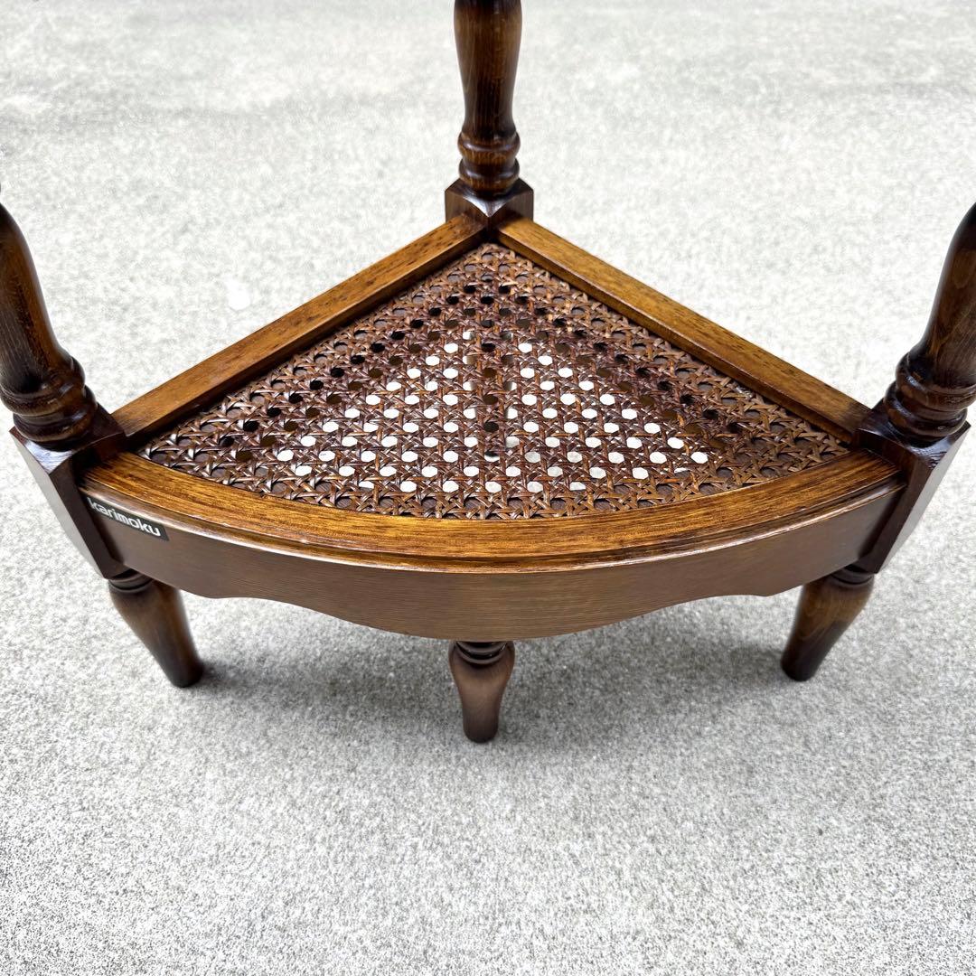 カリモク コロニアル コーナーラック アンティーク ビンテージ ラック ろくろ脚