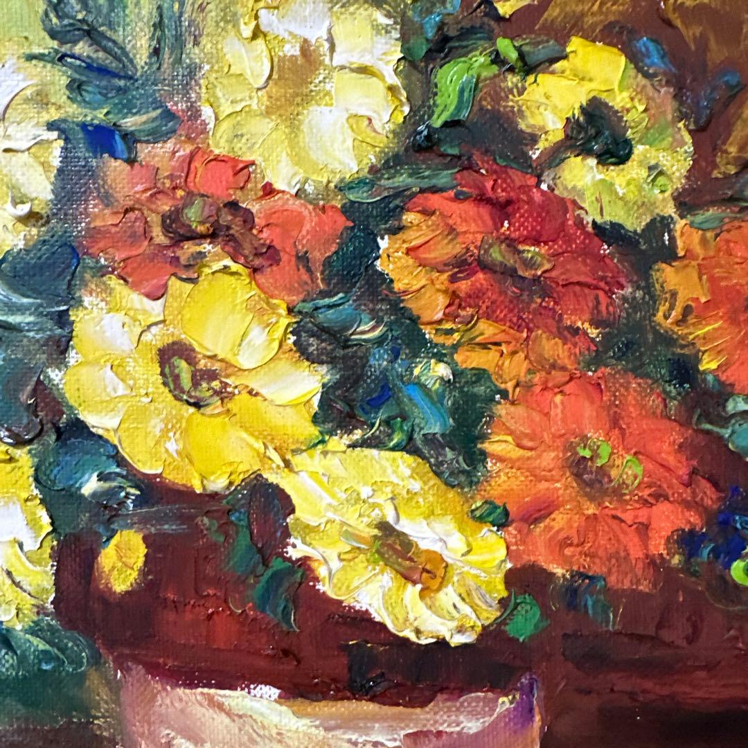 内山秀水 肉筆 絵画 花瓶の花 油彩画 美術品 インテリア 静物画 薔薇