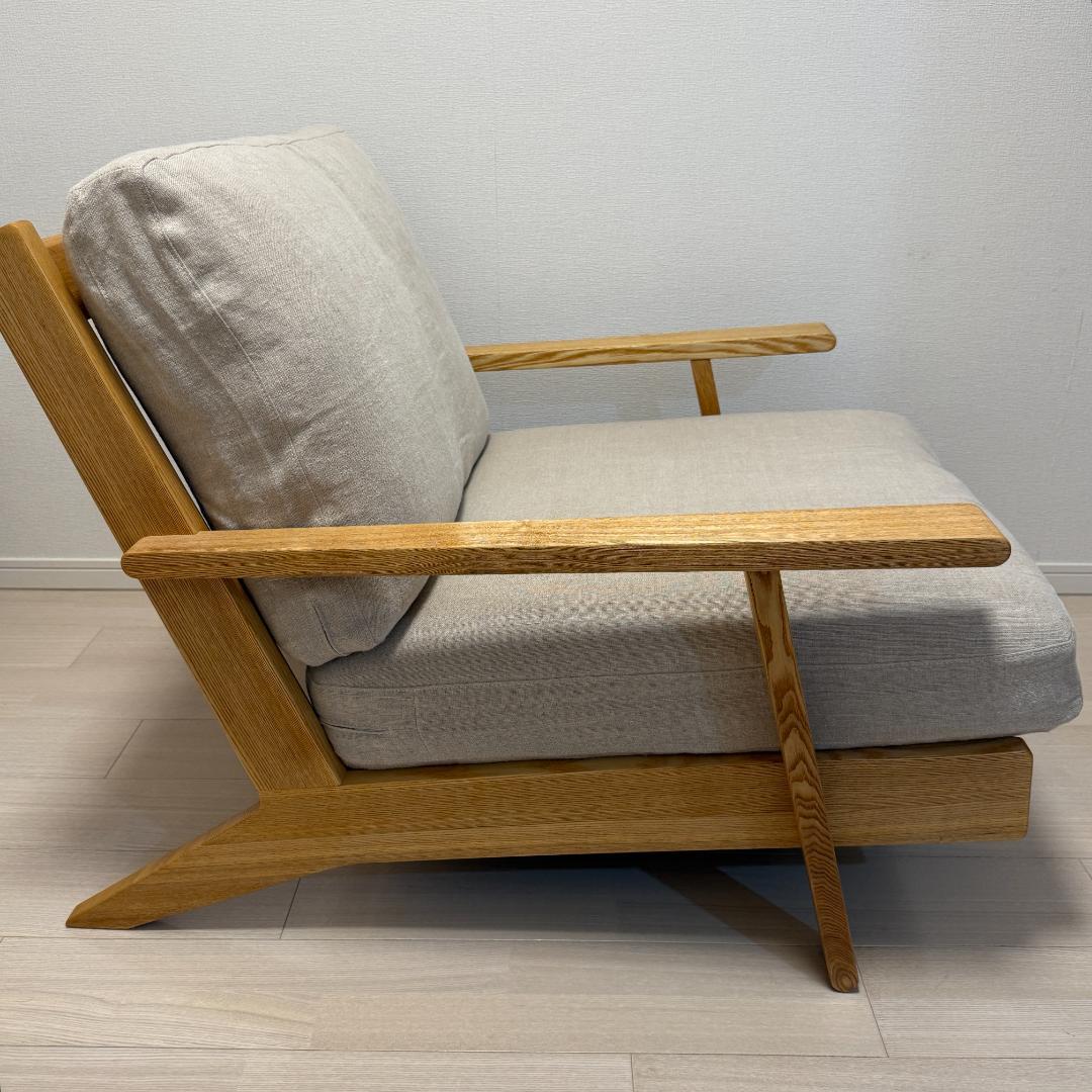 Re:CENO 1人掛けソファー NOANA ブラウン/リネン生地/フェザー