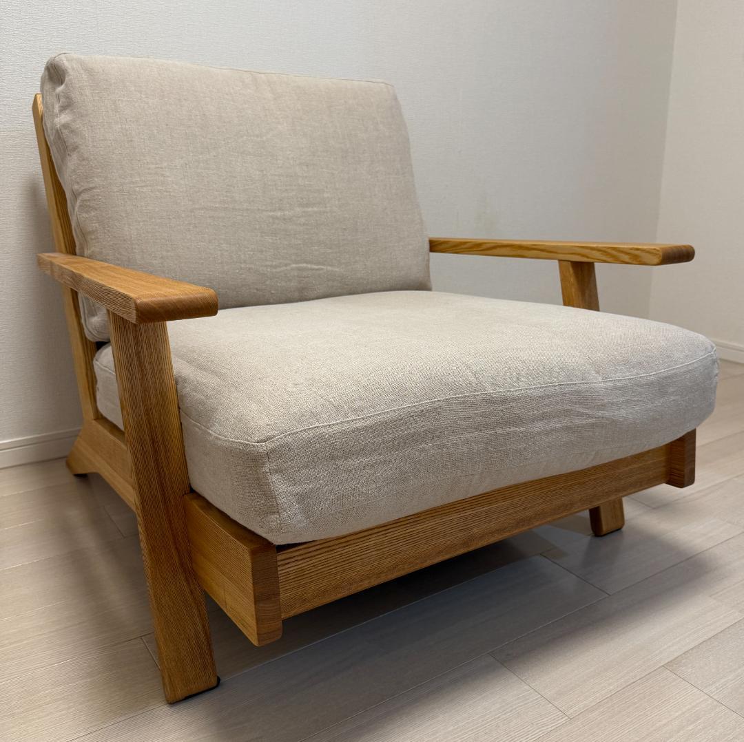 Re:CENO 1人掛けソファー NOANA ブラウン/リネン生地/フェザー