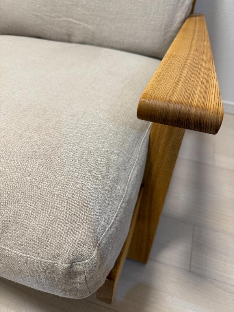 Re:CENO 1人掛けソファー NOANA ブラウン/リネン生地/フェザー