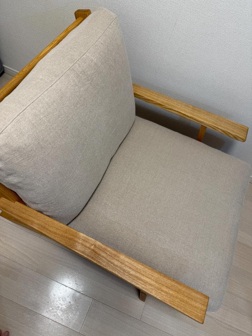 Re:CENO 1人掛けソファー NOANA ブラウン/リネン生地/フェザー