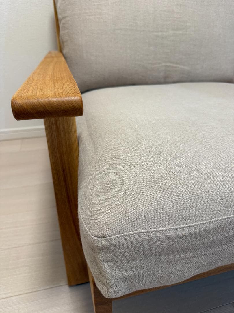 Re:CENO 1人掛けソファー NOANA ブラウン/リネン生地/フェザー