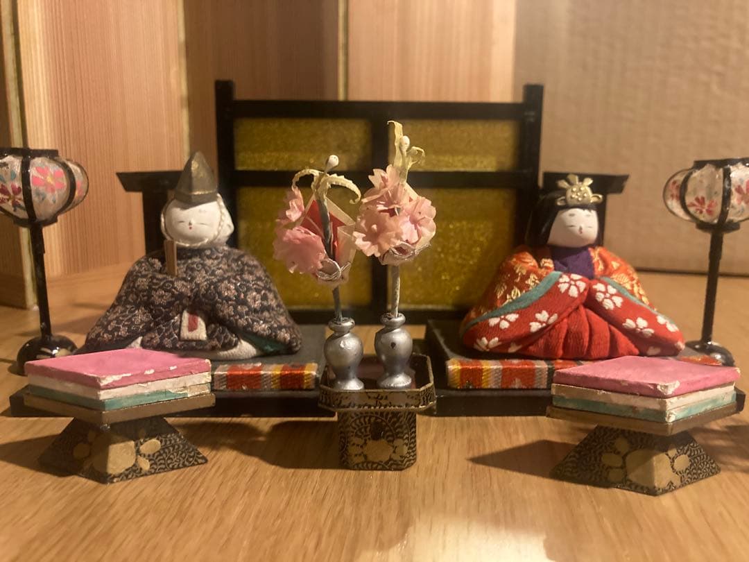 アンティーク小さい木目込み雛人形