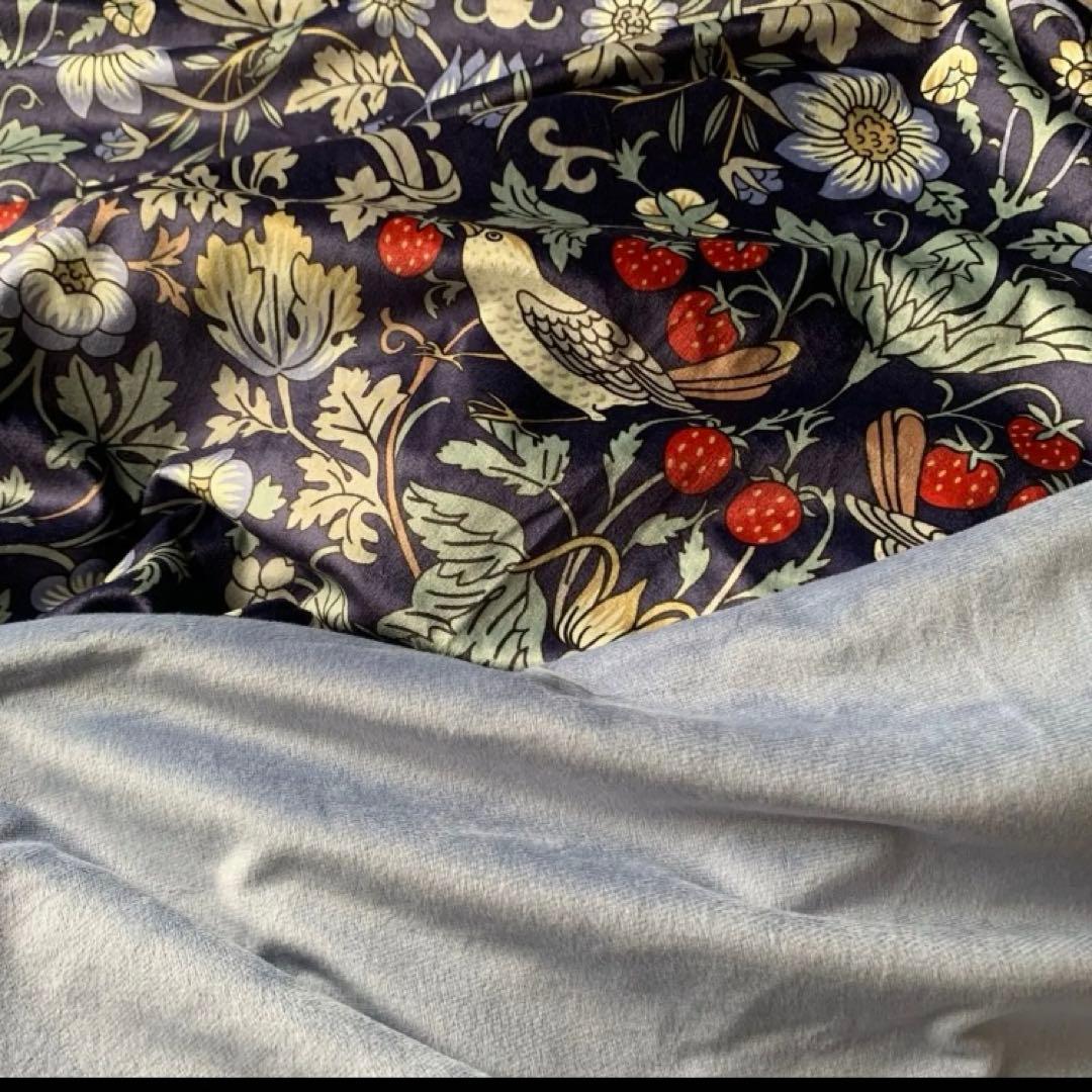 いちご泥棒　掛けふとんカバー　ウィリアムモリス　あったかカバー　フランネル