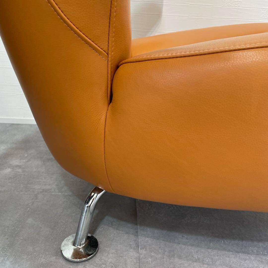 送料込　IDC OTSUKA ドミシール 総革張　アームチェア レザー　オレンジ