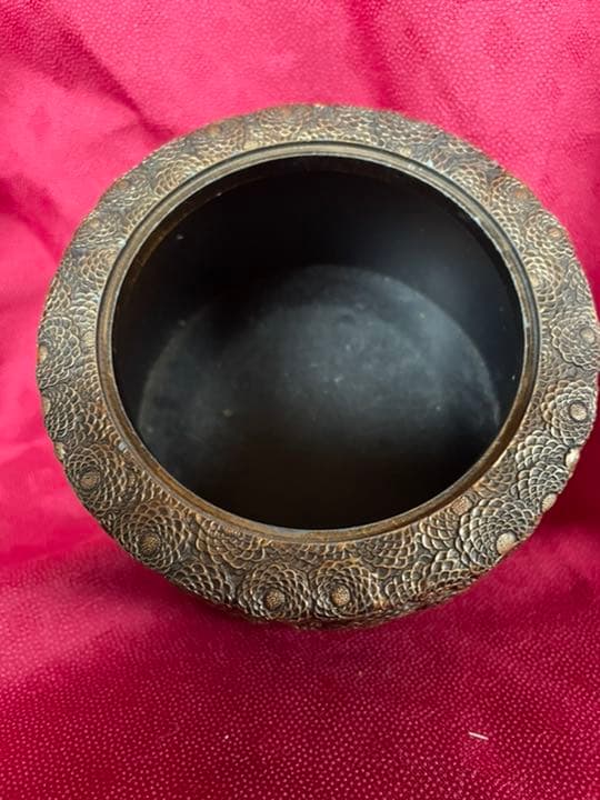 香爐 菊華 名匠 佐野宏采 高岡銅器 花彫刻 銅香炉 茶道具