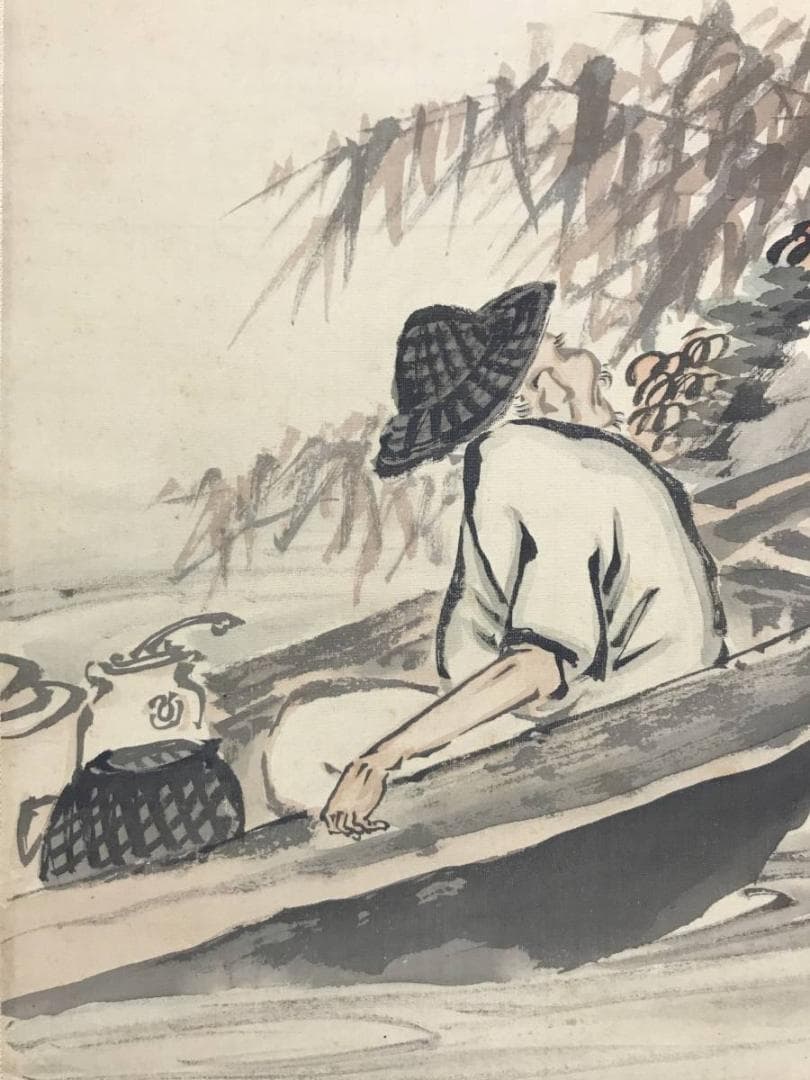 真作】兼本春篁/漁礁問答図/人物図/掛軸/名家伝来/AC-480 - メルカリ