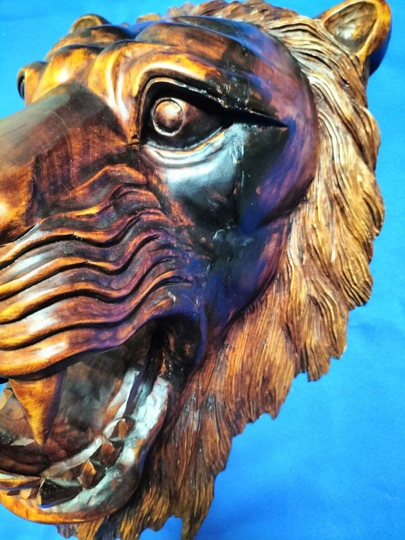 ライオン木彫り　アニマルヘッド　壁掛け最終値下げ