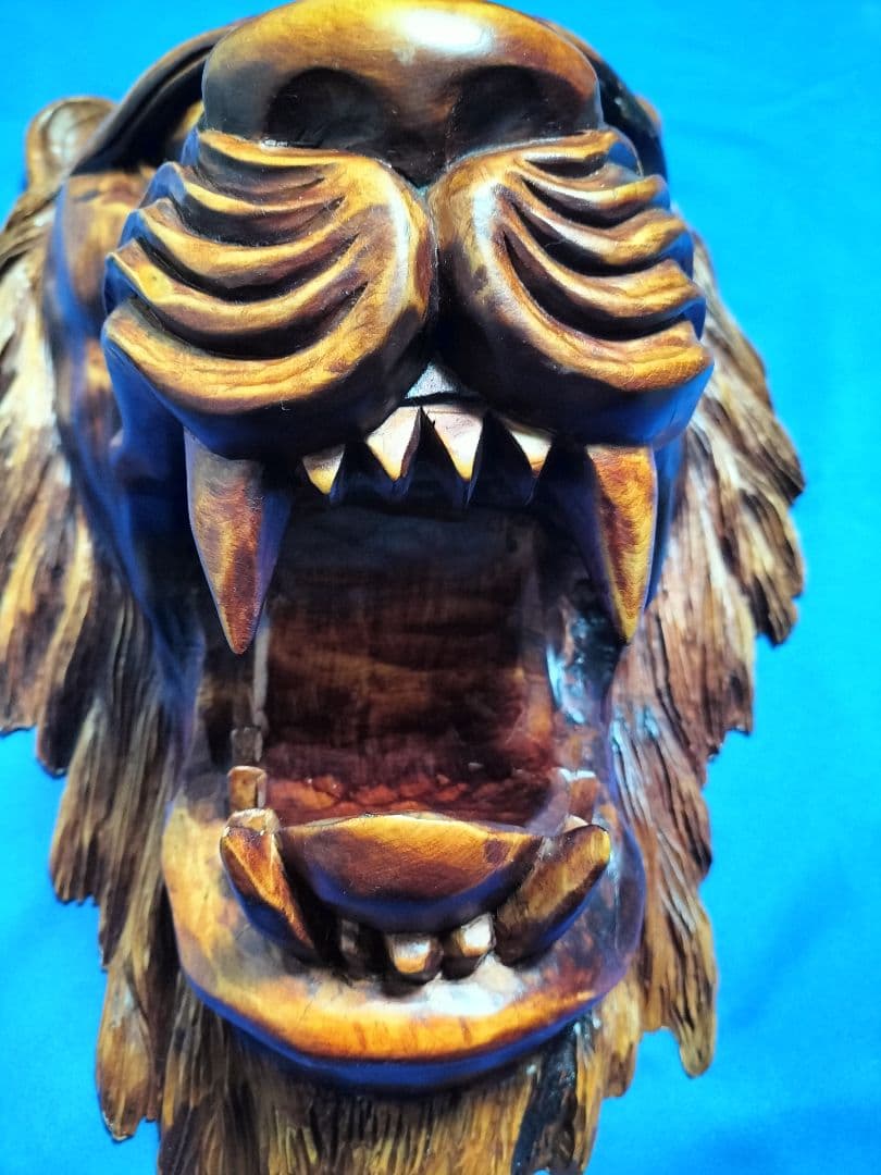 ライオン木彫り　アニマルヘッド　壁掛け最終値下げ