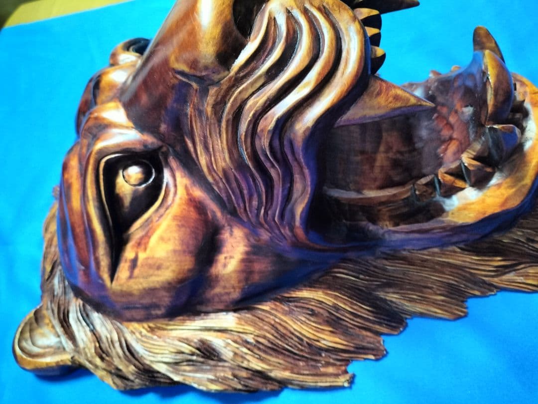 ライオン木彫り　アニマルヘッド　壁掛け最終値下げ