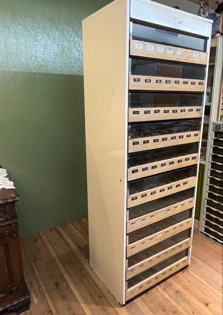 ミシン糸ケース 特大 収納棚 昭和レトロケース 当時物 アンティーク インテリア