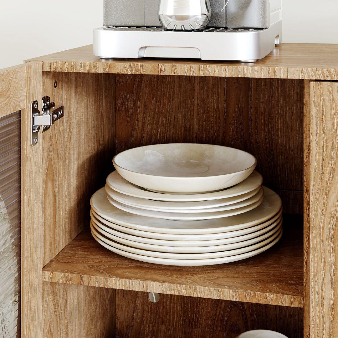 キャビネット サイドボード LEDライト おしゃれ 北欧 省スペース ナチュラル