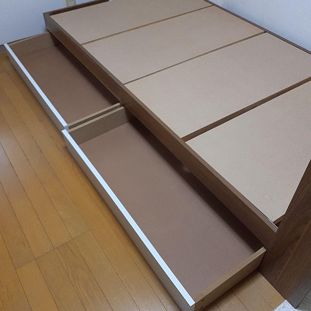 木製シングルベッドフレーム 引き出し付き