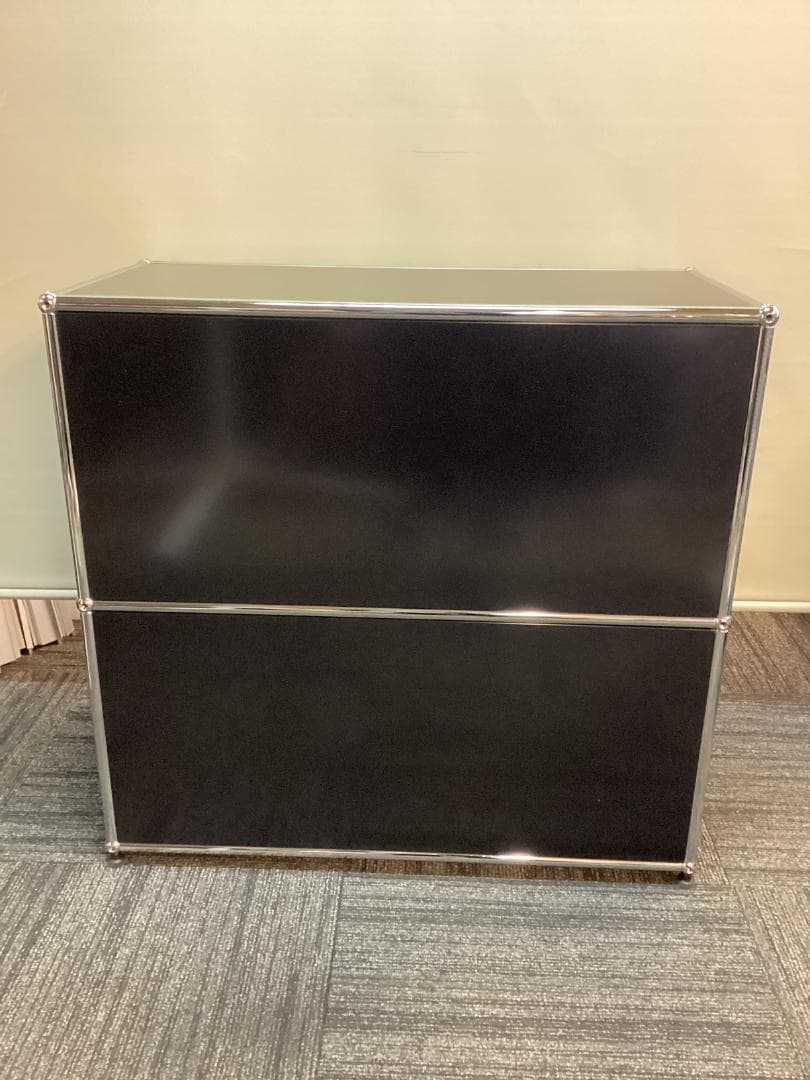 鍵付き　USMハラー ２段 オープンキャビネット シェルフ ブラック プルダウン