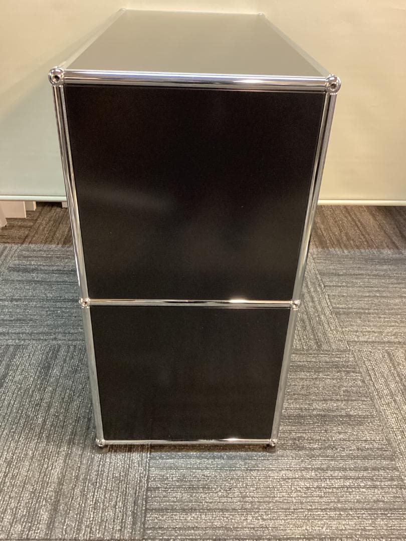 鍵付き　USMハラー ２段 オープンキャビネット シェルフ ブラック プルダウン