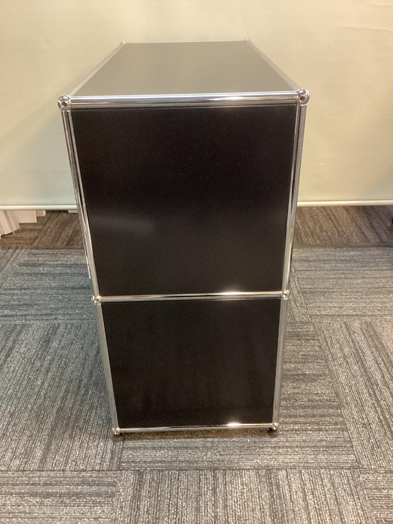 鍵付き　USMハラー ２段 オープンキャビネット シェルフ ブラック プルダウン