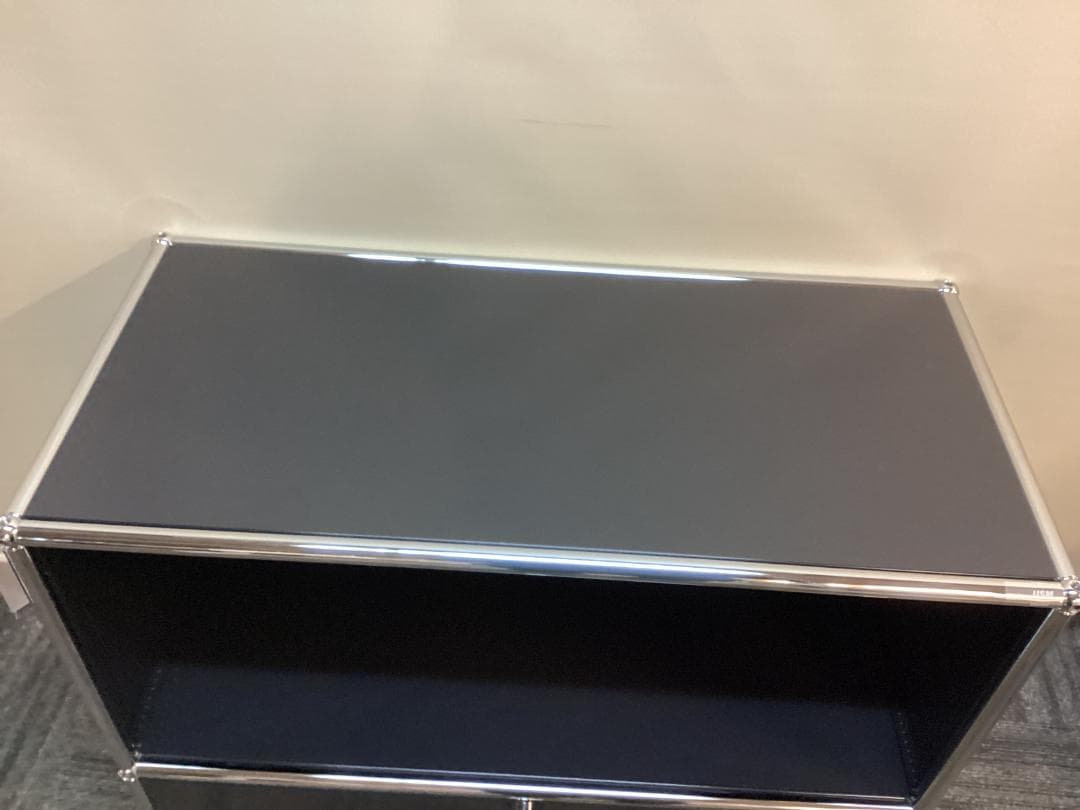 鍵付き　USMハラー ２段 オープンキャビネット シェルフ ブラック プルダウン