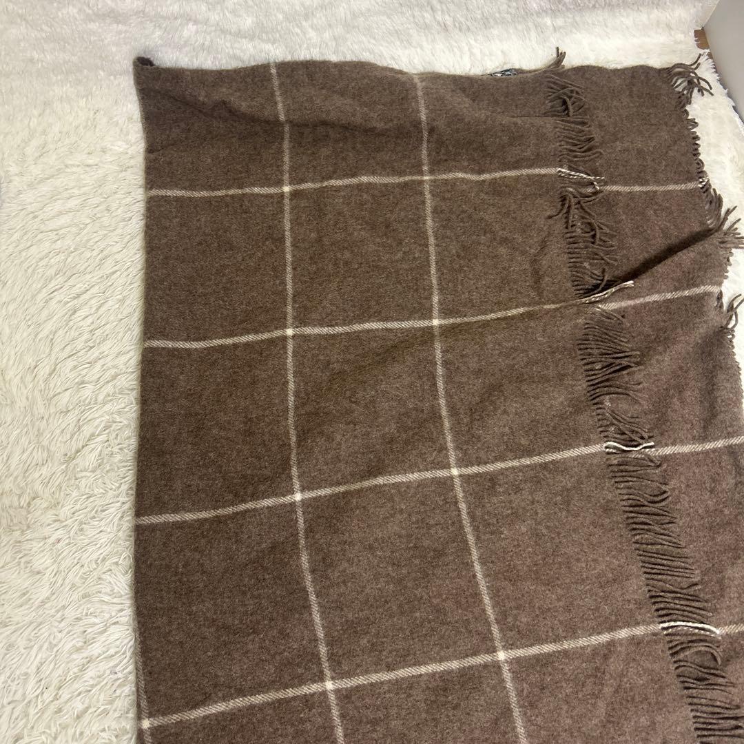 【美品】シルケボー　ブランケット　大判　ブラウン　チェック　130×185cm