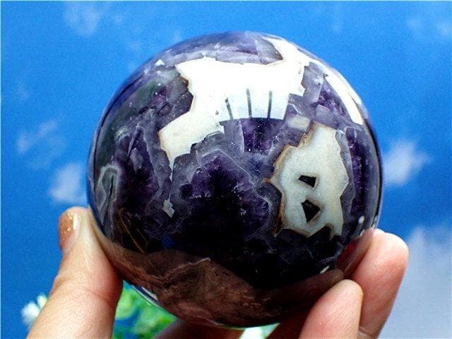 天然～愛の守護石～夢幻紫水晶アメジスト丸玉B89G1/167G04D